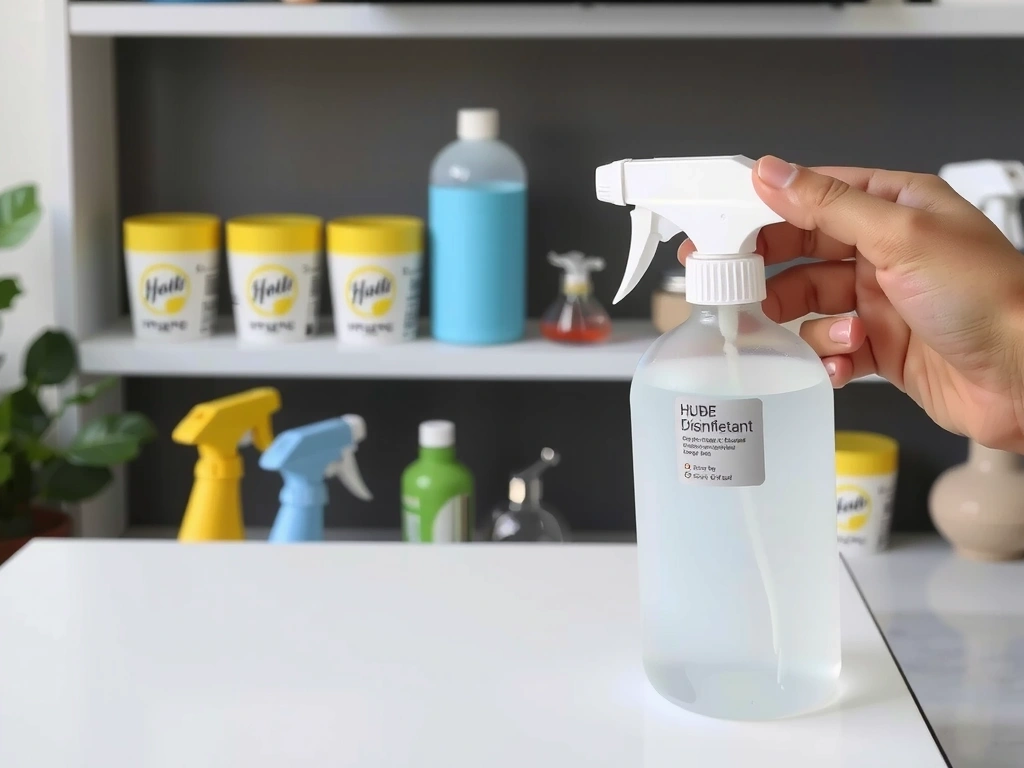 Disinfecting surfaces with a spray bottle