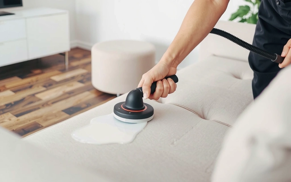 Upholstery cleaning on a sofa