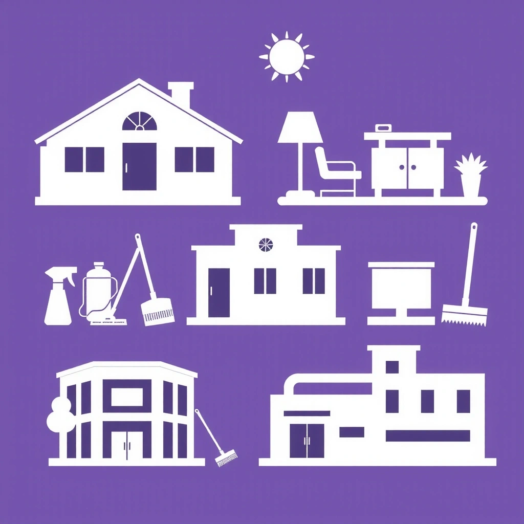 Diverse cleaning scenarios icon